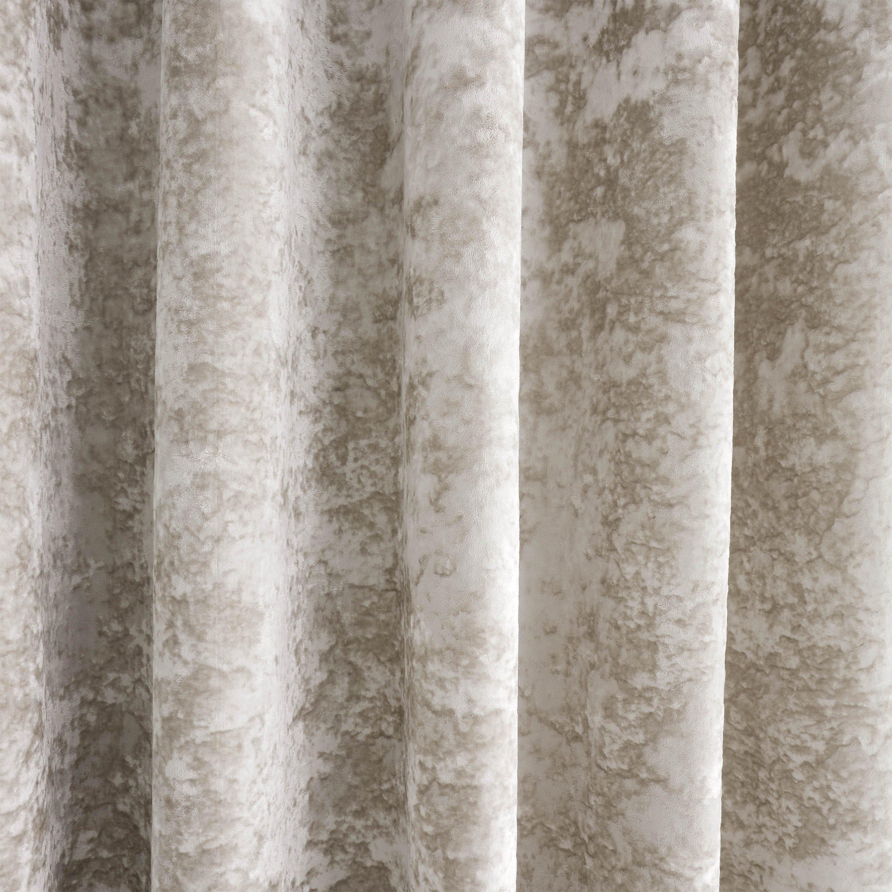Natural - Catherine Lansfield - Crushed Velvet Lined Eyelet Curtains - 3