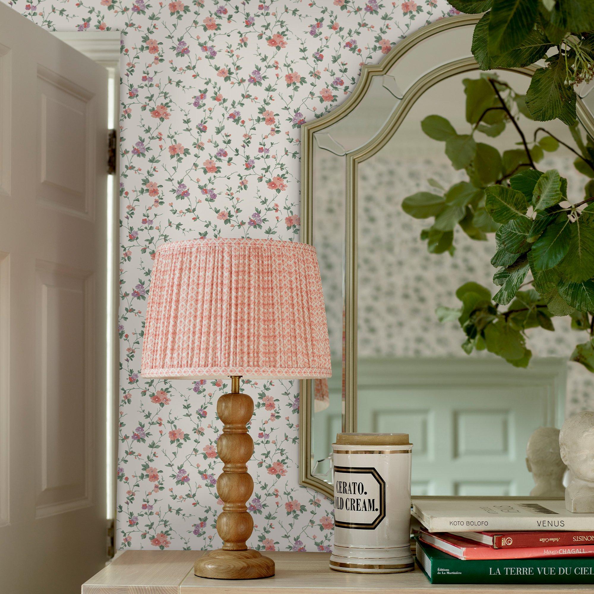 Pink - Laura Ashley - Priory Coral Pink Wallpaper - 1