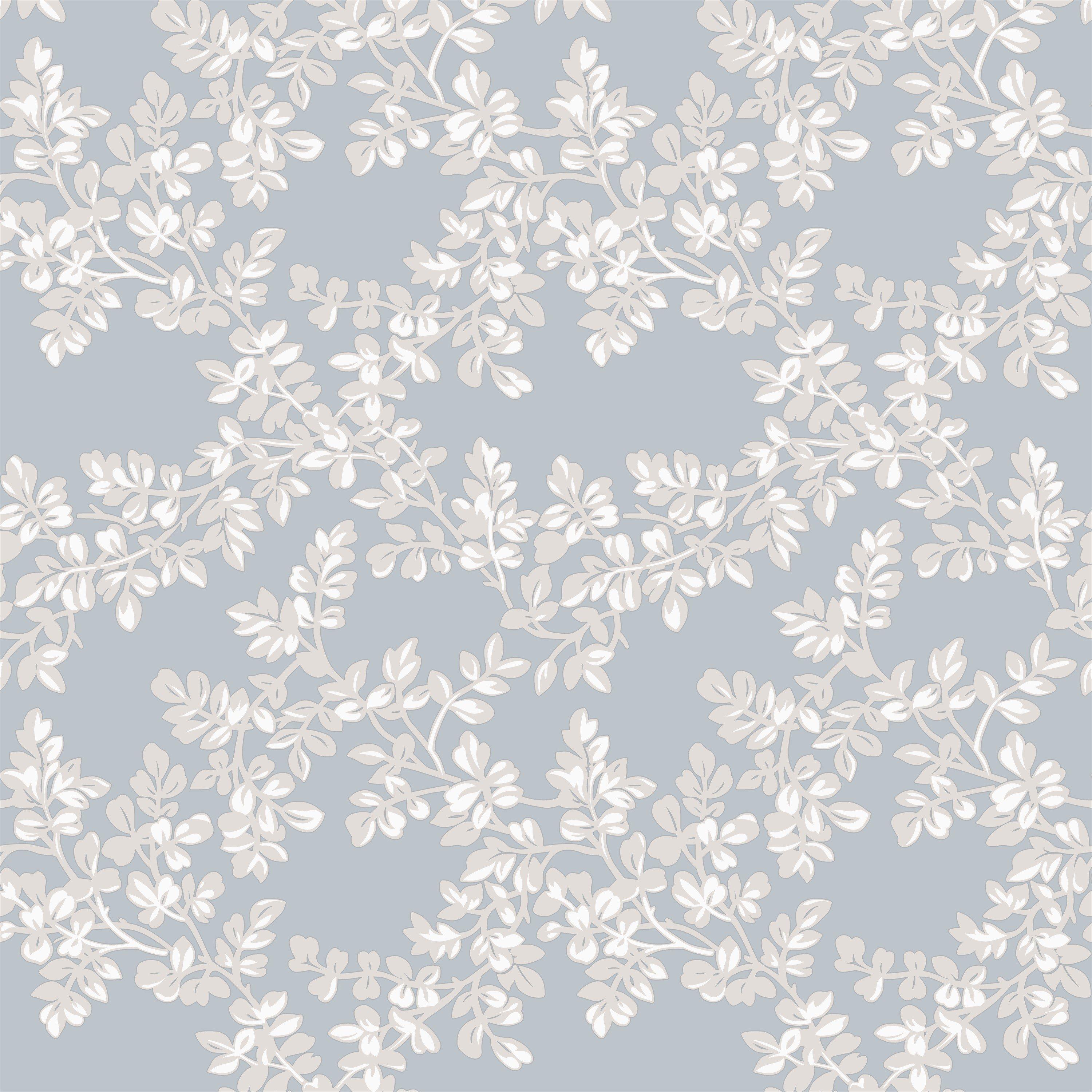 Blue - Laura Ashley - Burnham Floral Pale Seaspray Wallpaper - 3