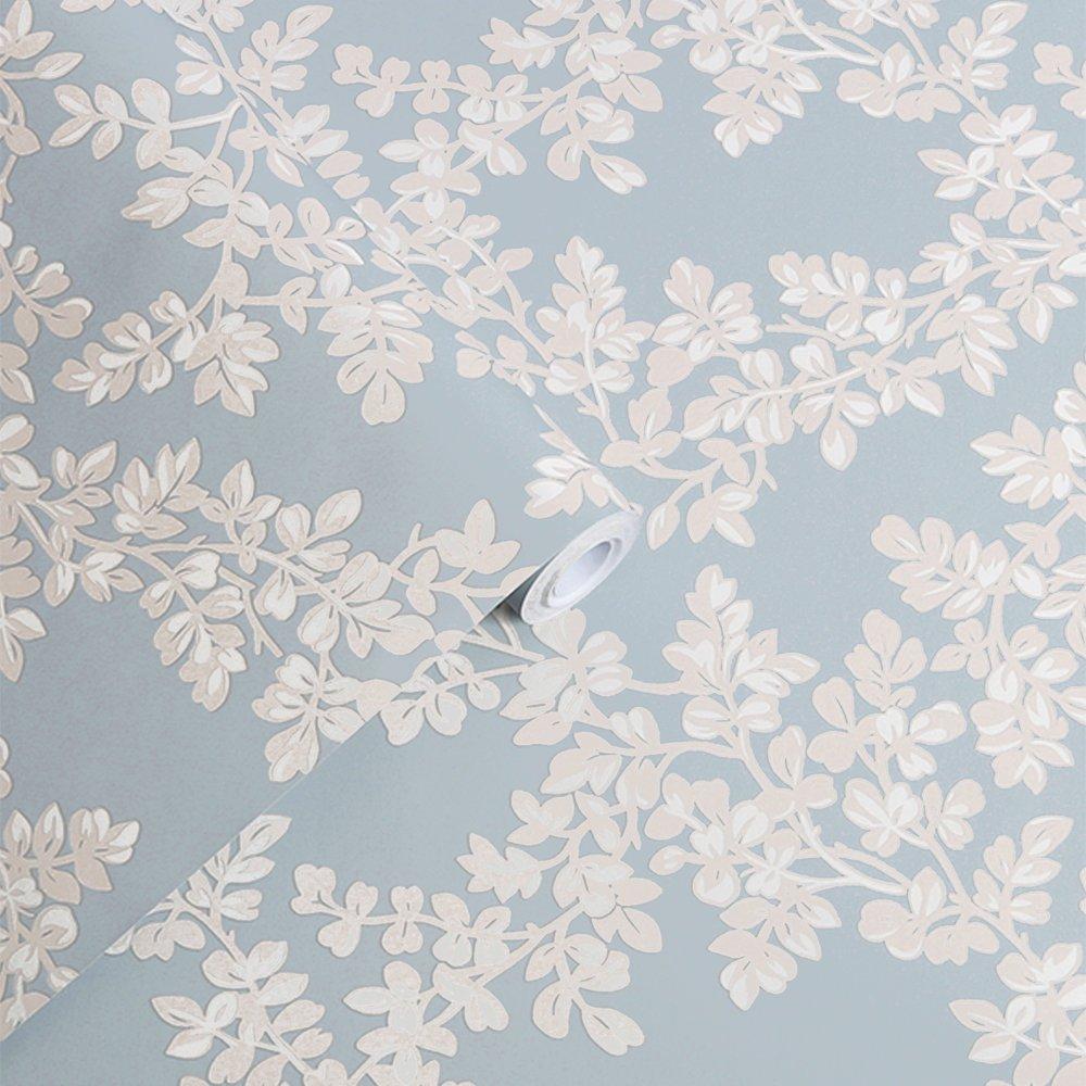 Blue - Laura Ashley - Burnham Floral Pale Seaspray Wallpaper - 4