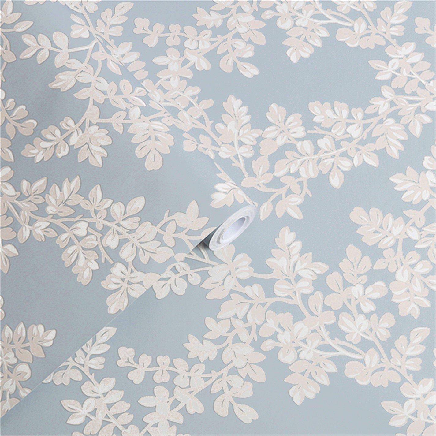 Blue - Laura Ashley - Burnham Floral Pale Seaspray Wallpaper - 3