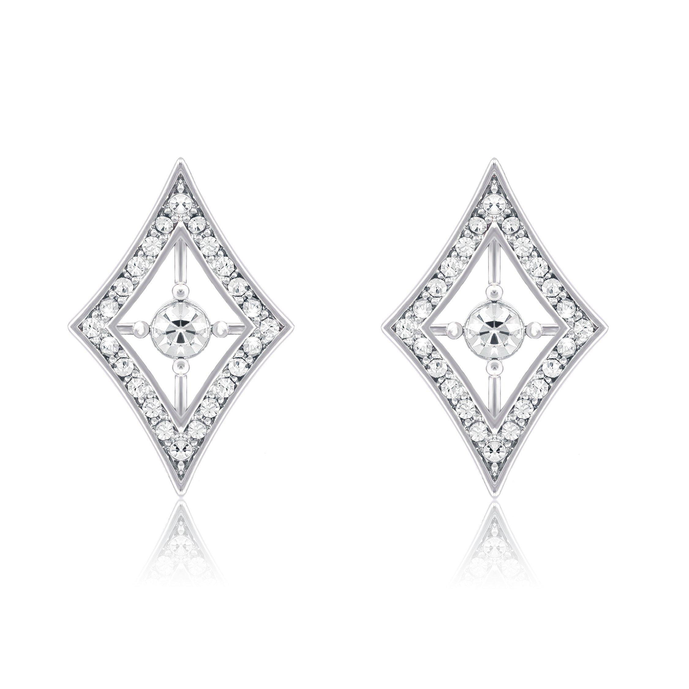 Espree Women's Elite Fashion Diamond Shaped Earrings - Silver