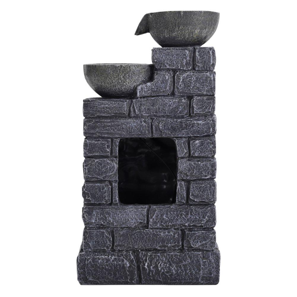 Grey - Breeins - Rustic Solar Water Fountain with LED Lights - 5