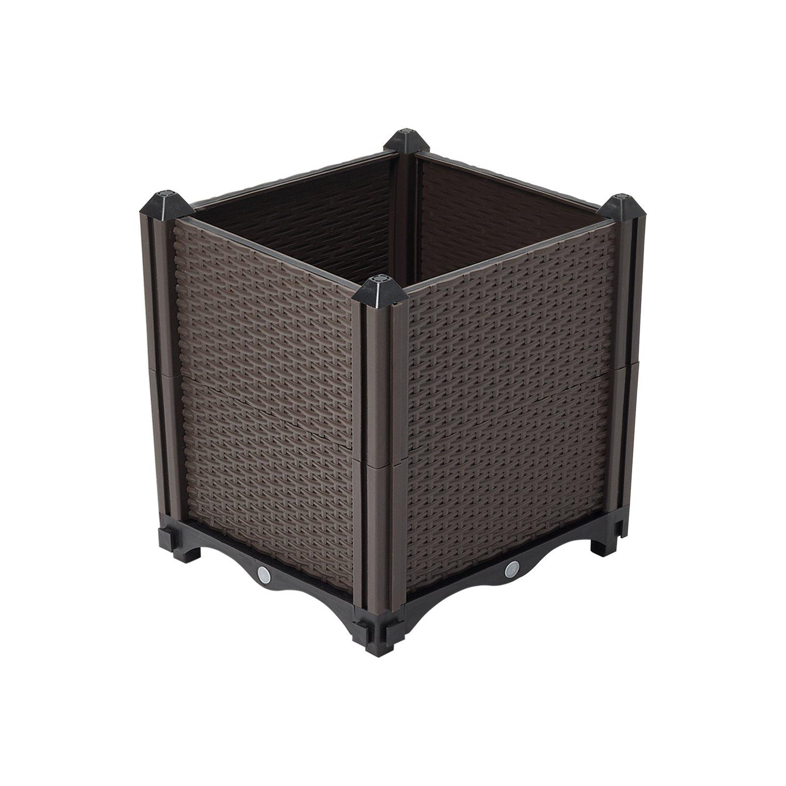 Brown - Breeins - 30cm Square Plastic Raised Garden Bed Planter Box - 1