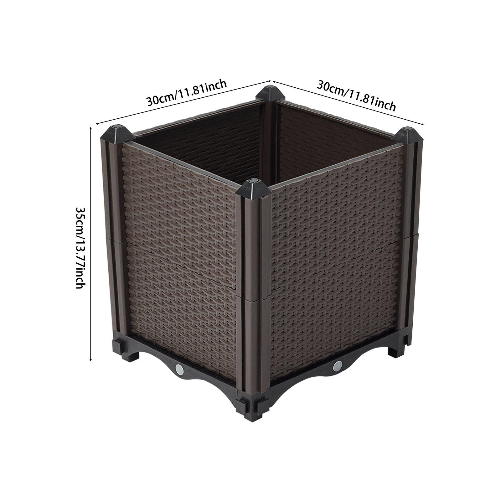 Brown - Breeins - 30cm Square Plastic Raised Garden Bed Planter Box - 3