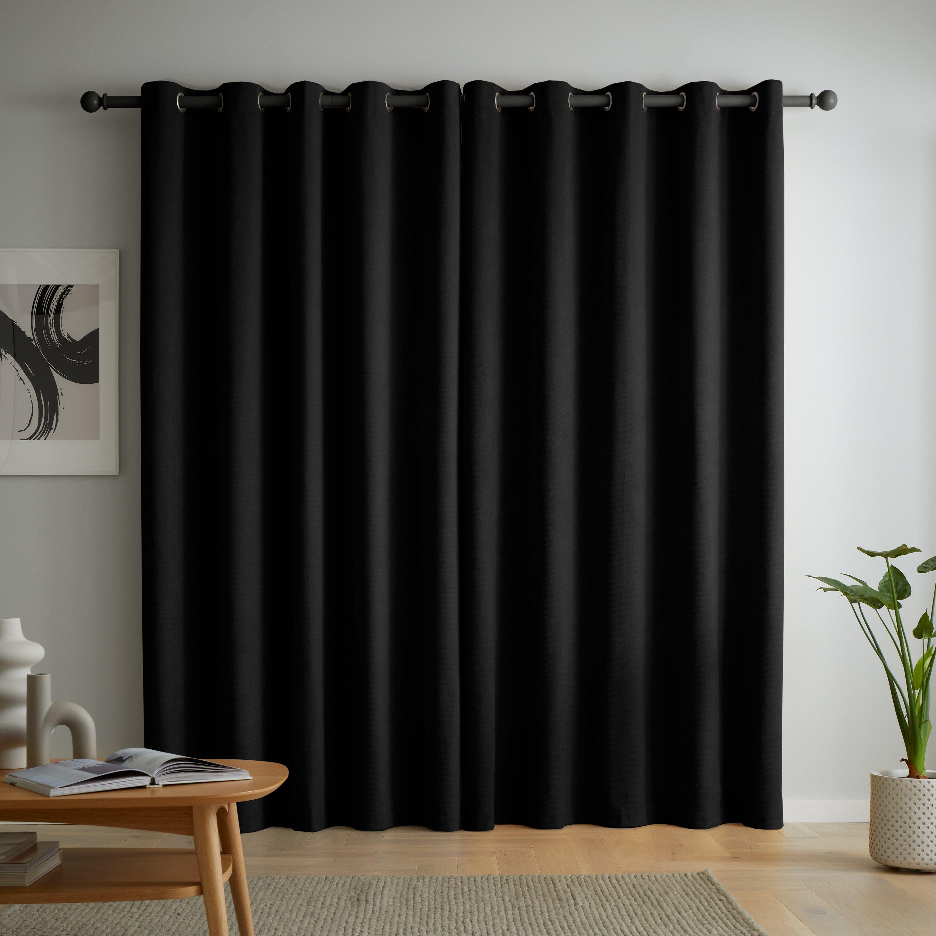 Black - Catherine Lansfield - Wilson Velvet Blackout Thermal Eyelet Curtains - 3