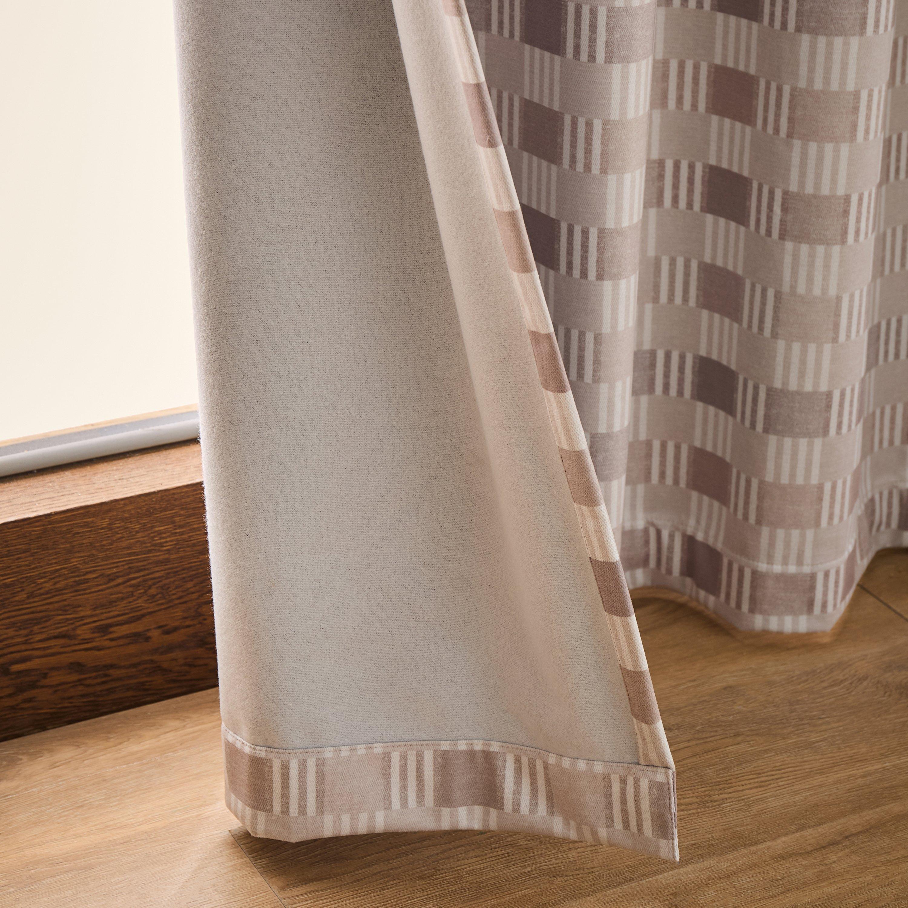 Natural - Catherine Lansfield - Wilson Check Blackout Thermal Eyelet Curtains - 5