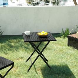 Breeins Camping 61cm Square Rattan Folding Table Black