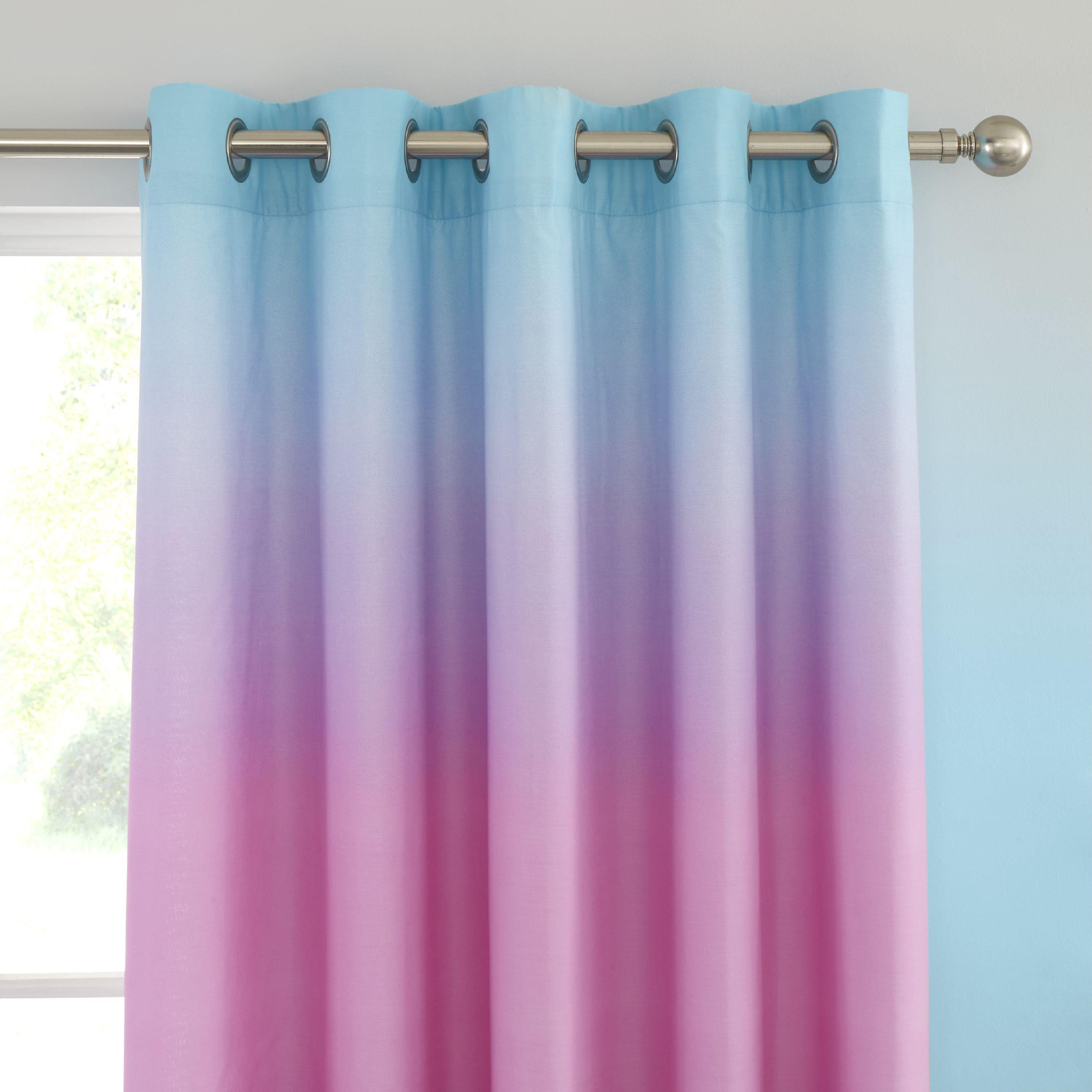 Catherine Lansfield  Kids Ombre Rainbow Clouds Eyelet Lined Curtains - Pastel - 168x183cm