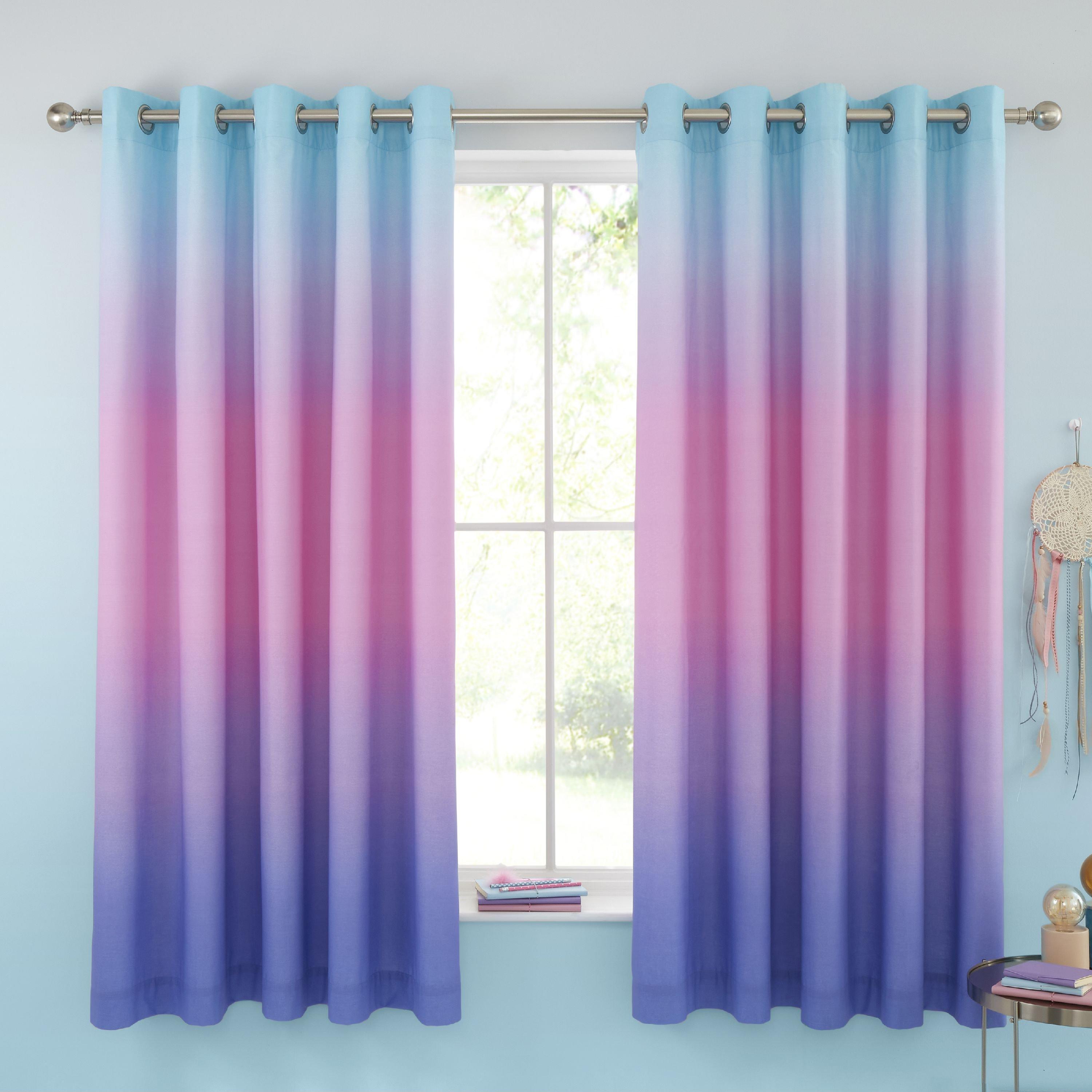 Pastel - Catherine Lansfield - Ombre Rainbow Clouds Eyelet Lined Curtains - 2
