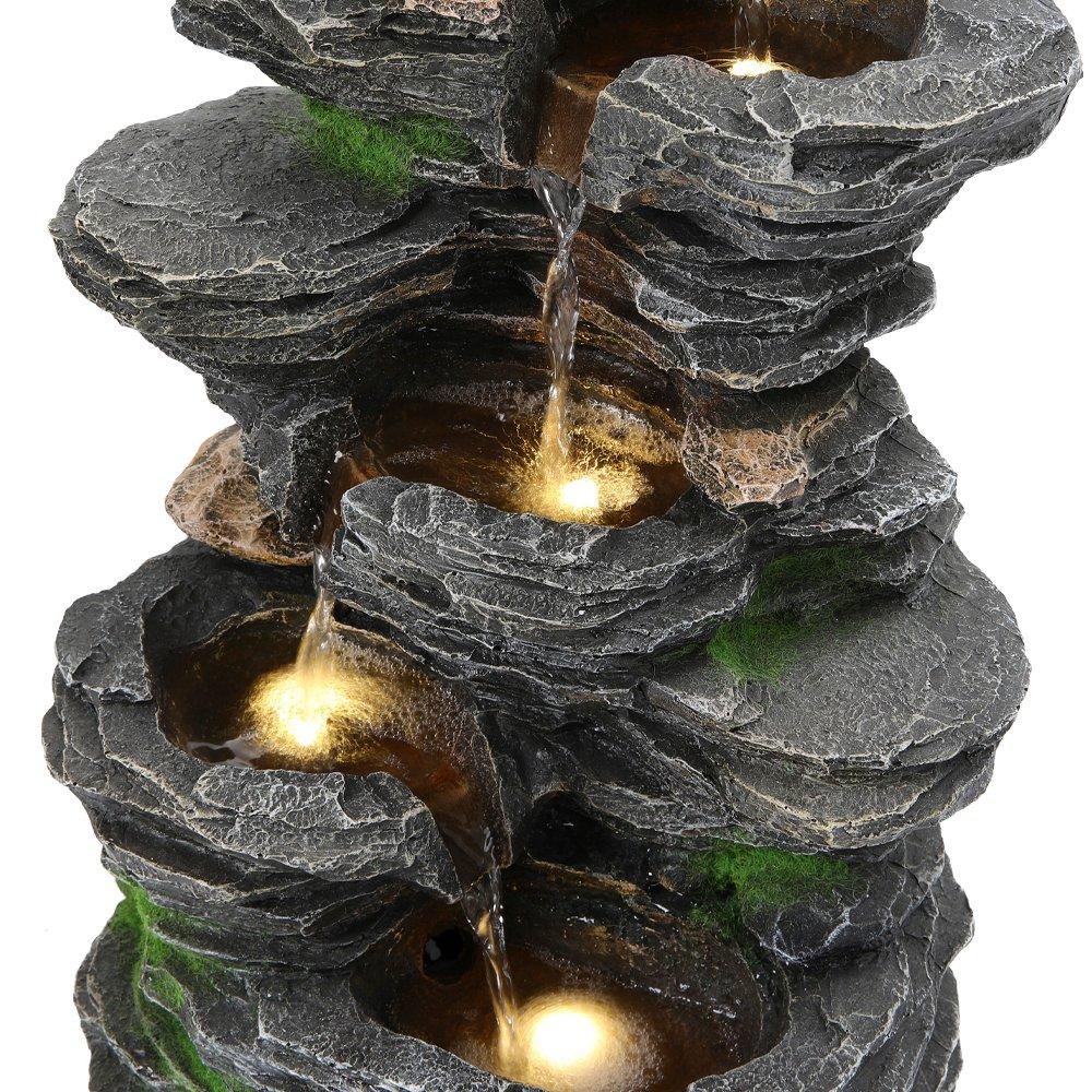 Grey - Breeins - Outdoor Solar-Powered Water Fountain Rockery Decor - 6