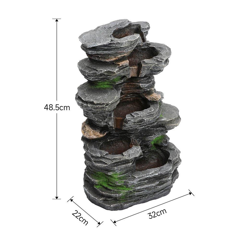 Grey - Breeins - Outdoor Solar-Powered Water Fountain Rockery Decor - 7