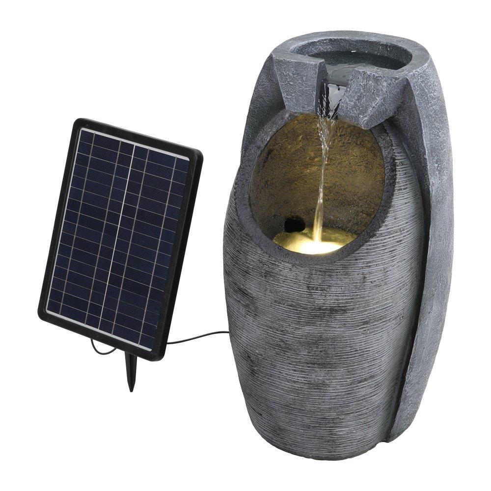Grey - Breeins - Outdoor Solar-Powered Water Fountain Rockery Decor - 5