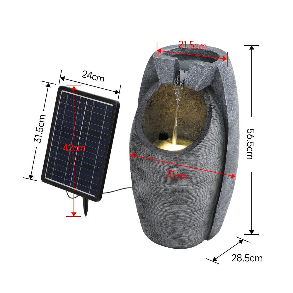 Grey - Breeins - Outdoor Solar-Powered Water Fountain Rockery Decor - 9
