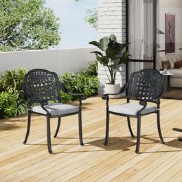 Breeins Set of 2 Cast Aluminum Chairs with Cushions