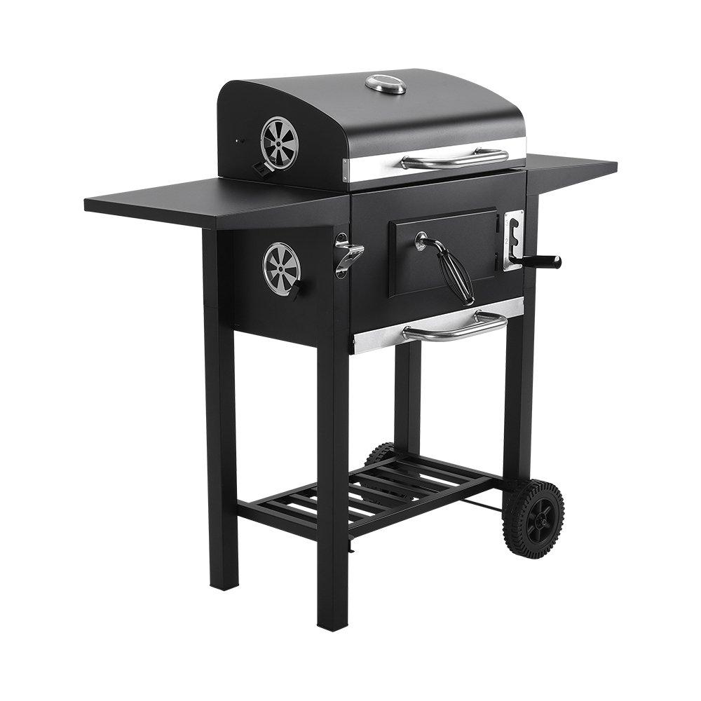 Black - Breeins - Outdoor Charcoal Grill with Side Tables - 3