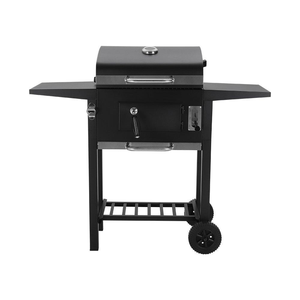 Black - Breeins - Outdoor Charcoal Grill with Side Tables - 4