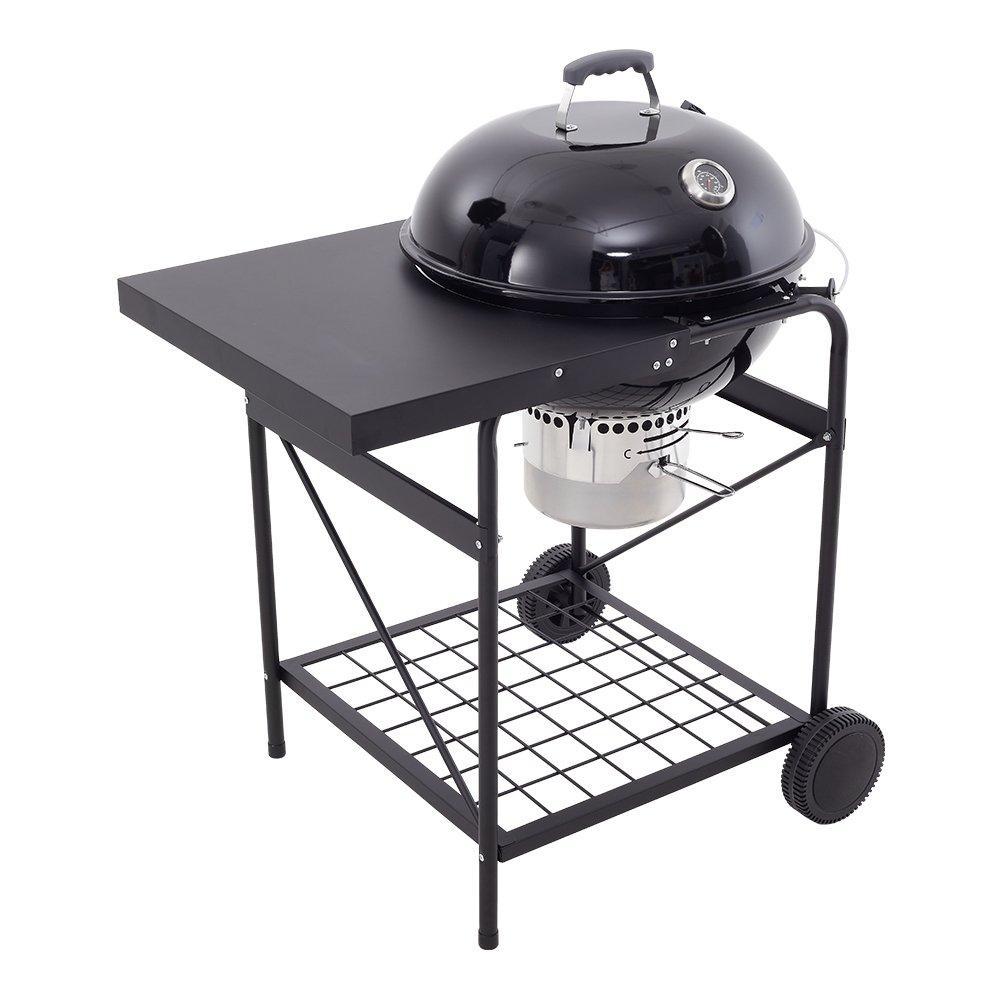 Black - Breeins - Outdoor Round Charcoal Grill with Side Table - 3
