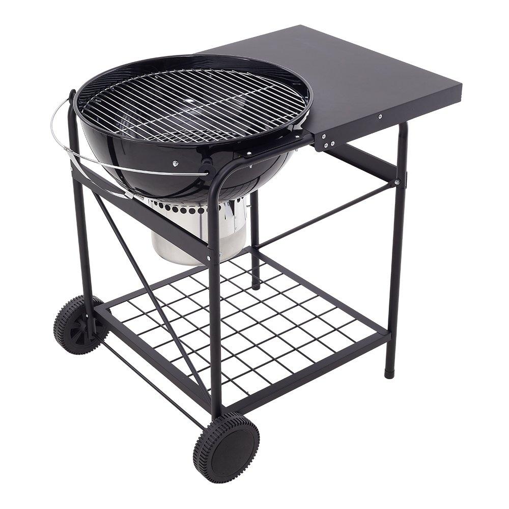 Black - Breeins - Outdoor Round Charcoal Grill with Side Table - 5