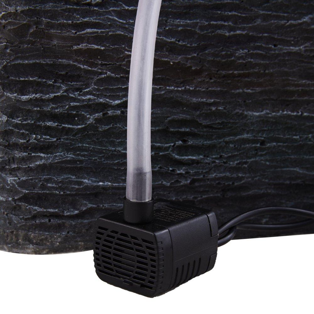 Grey - Breeins - Faux Rock Garden Fountain with Lights - 5