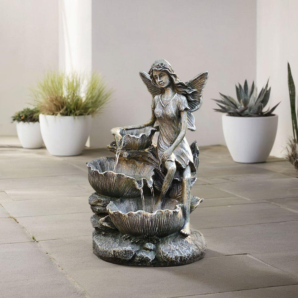 Grey - Breeins - Fairy Solar Resin Water Fountain - 1