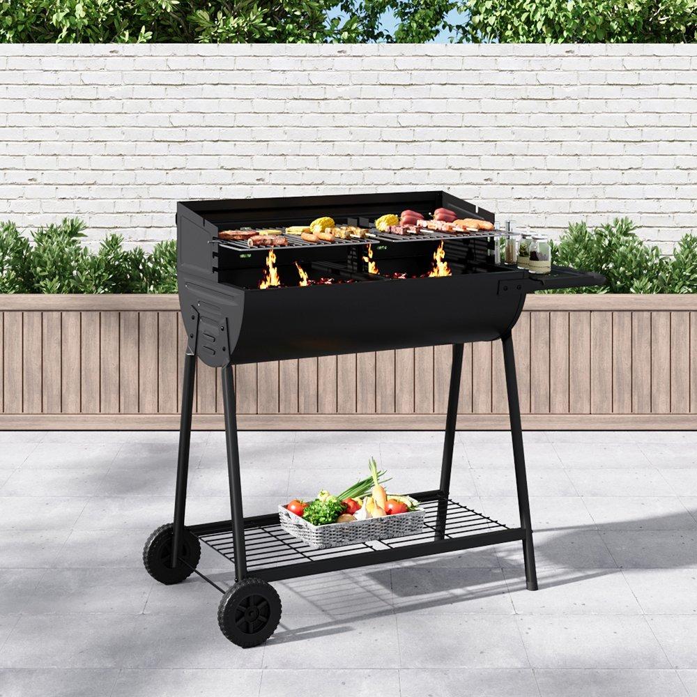 Black - Breeins - Outdoor Garden Charcoal Grill with Wheels - 2