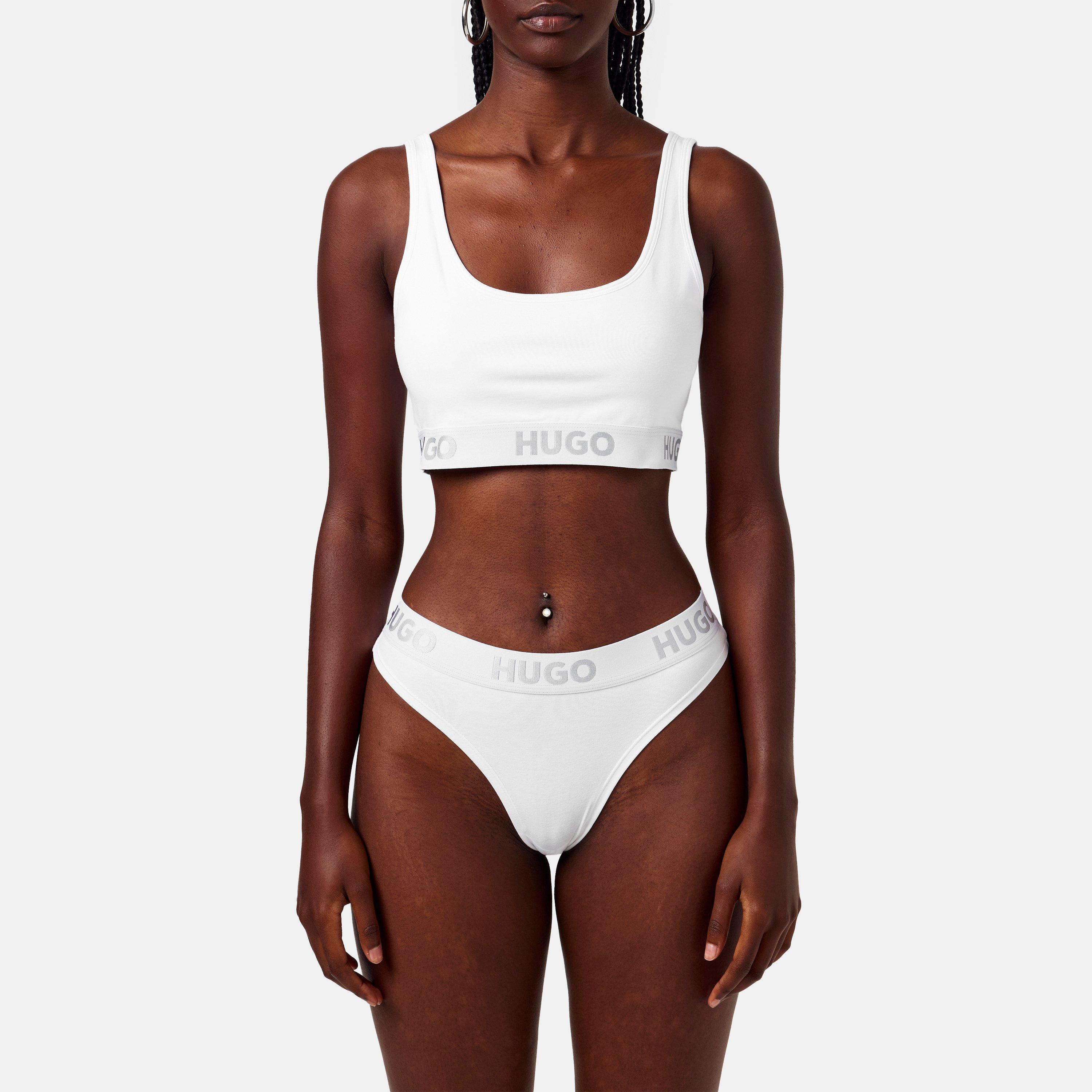 White 100 - Hugo - Sporty Logo Bralette - 3