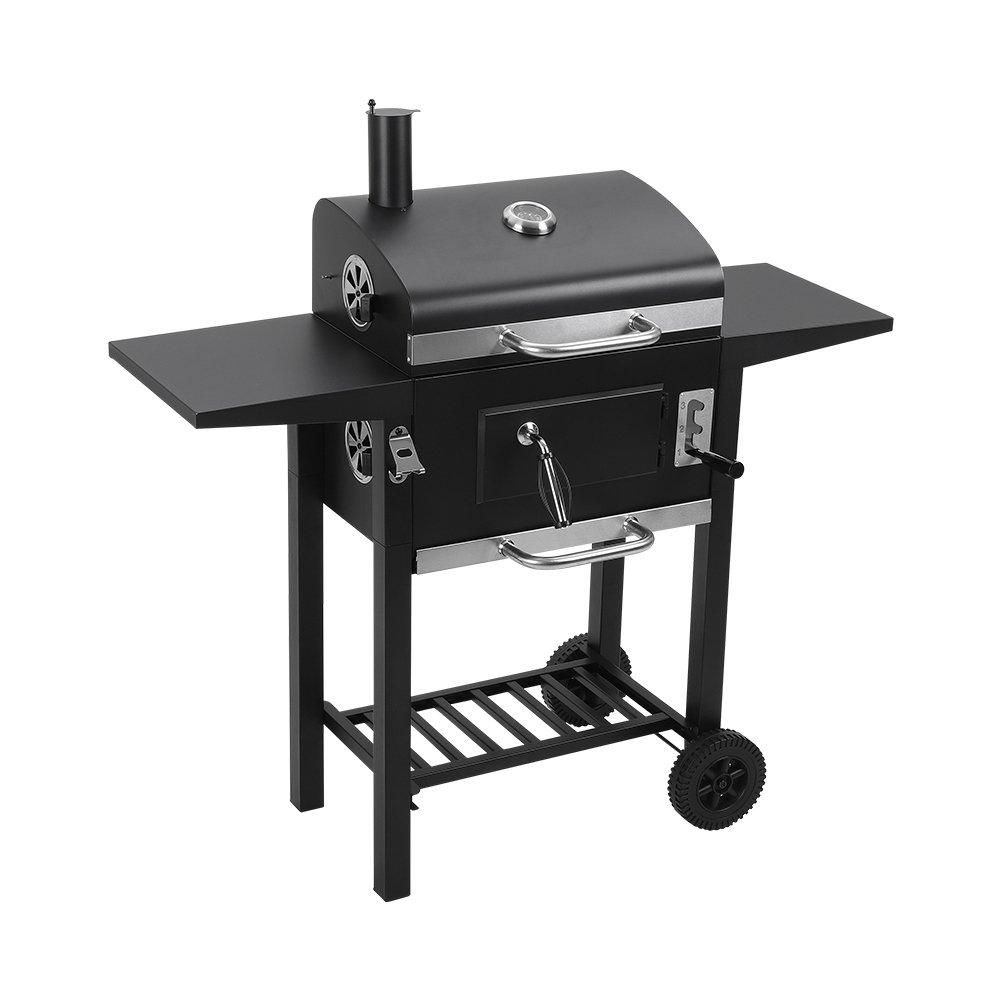Black - Breeins - Charcoal Grill with Smoke Stack - 3