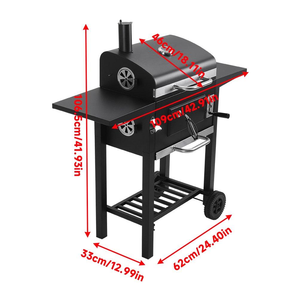 Black - Breeins - Charcoal Grill with Smoke Stack - 8
