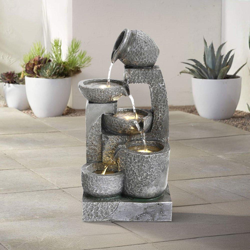 Grey - Breeins - Big Cascade Solar-powered Water Fountain - 1