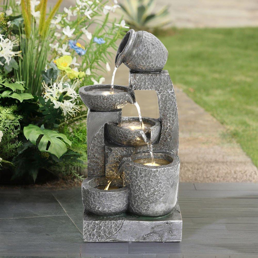 Grey - Breeins - Big Cascade Solar-powered Water Fountain - 2