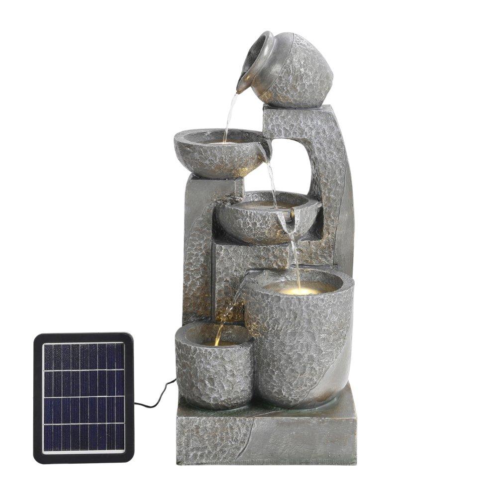 Grey - Breeins - Big Cascade Solar-powered Water Fountain - 3