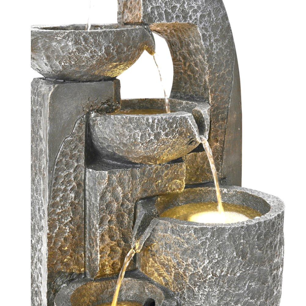 Grey - Breeins - Big Cascade Solar-powered Water Fountain - 5