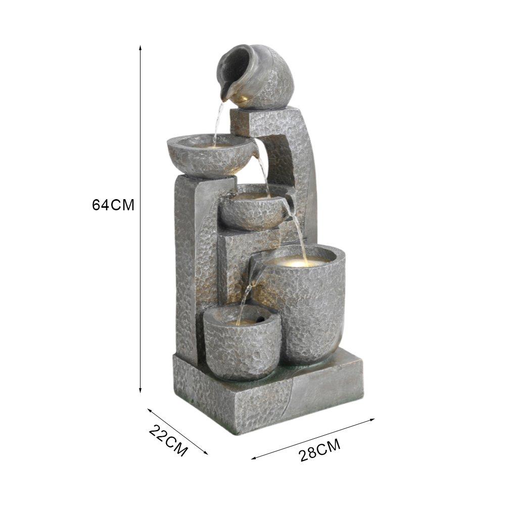 Grey - Breeins - Big Cascade Solar-powered Water Fountain - 7