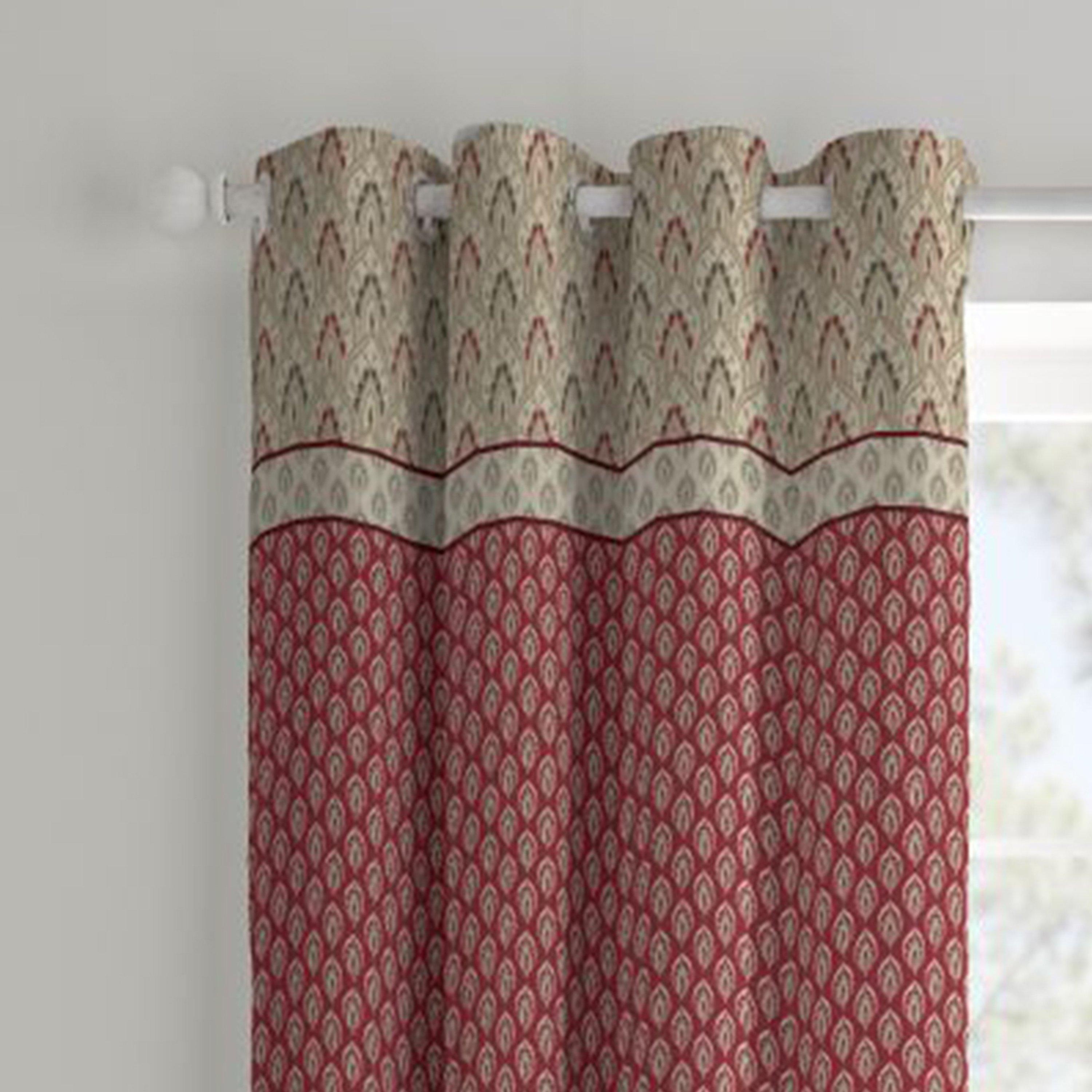 Natural - Catherine Lansfield - Kashmir Paisley Floral Lined Eyelet Curtains - 1