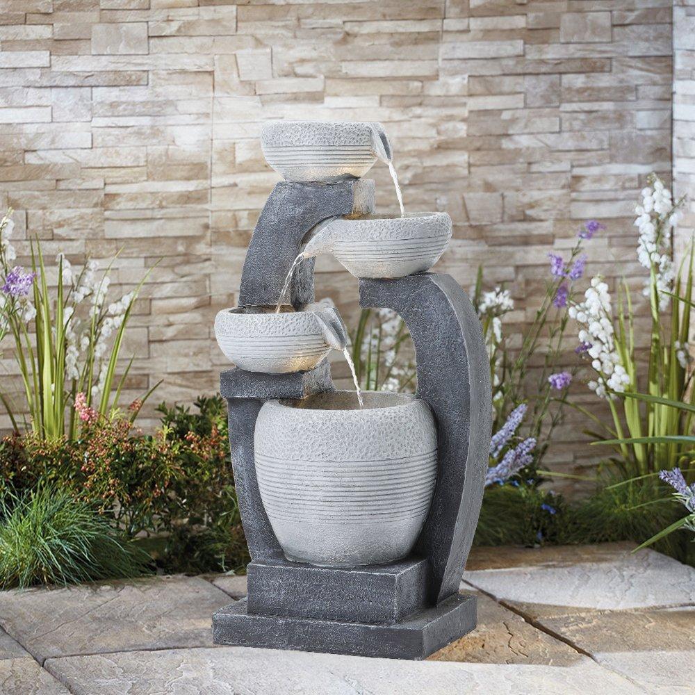 Grey - Breeins - Outdoor Solar-Powered Water Fountain Rockery Decor - 2