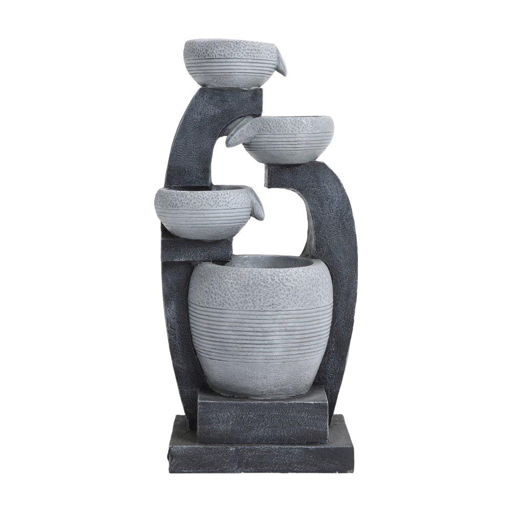 Grey - Breeins - Outdoor Solar-Powered Water Fountain Rockery Decor - 3