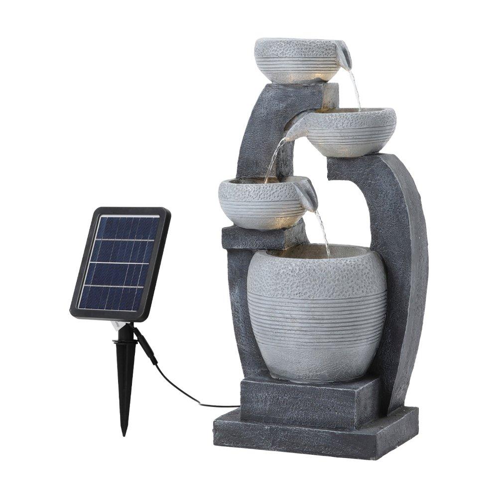Grey - Breeins - Outdoor Solar-Powered Water Fountain Rockery Decor - 4