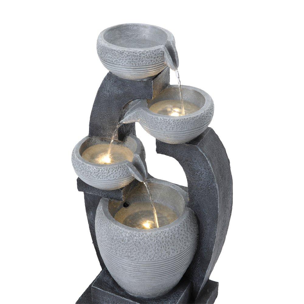 Grey - Breeins - Outdoor Solar-Powered Water Fountain Rockery Decor - 5