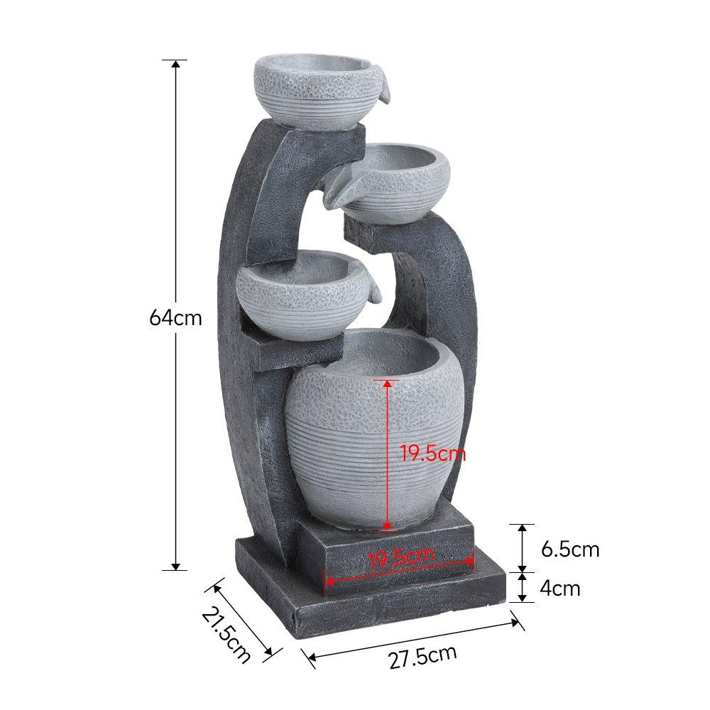 Grey - Breeins - Outdoor Solar-Powered Water Fountain Rockery Decor - 7