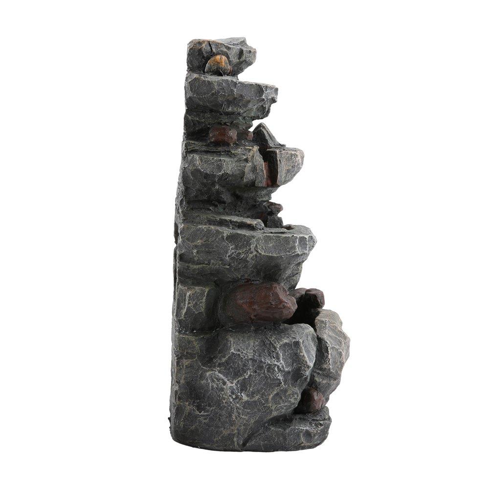 Grey - Breeins - Outdoor Solar-Powered Water Fountain Rockery Decor - 4