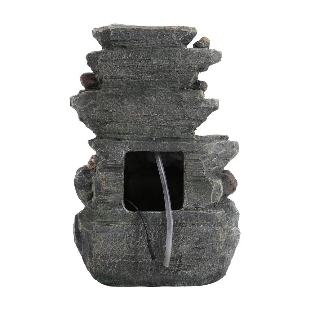 Grey - Breeins - Outdoor Solar-Powered Water Fountain Rockery Decor - 5