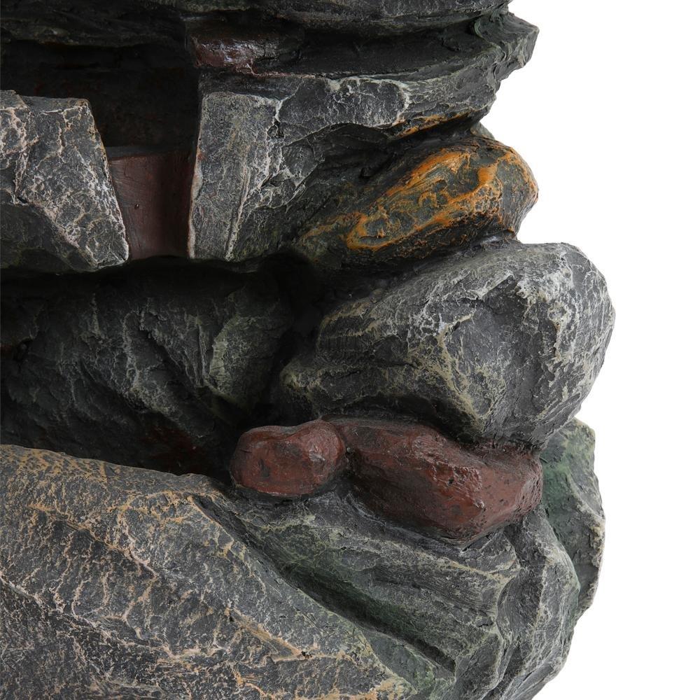 Grey - Breeins - Outdoor Solar-Powered Water Fountain Rockery Decor - 6