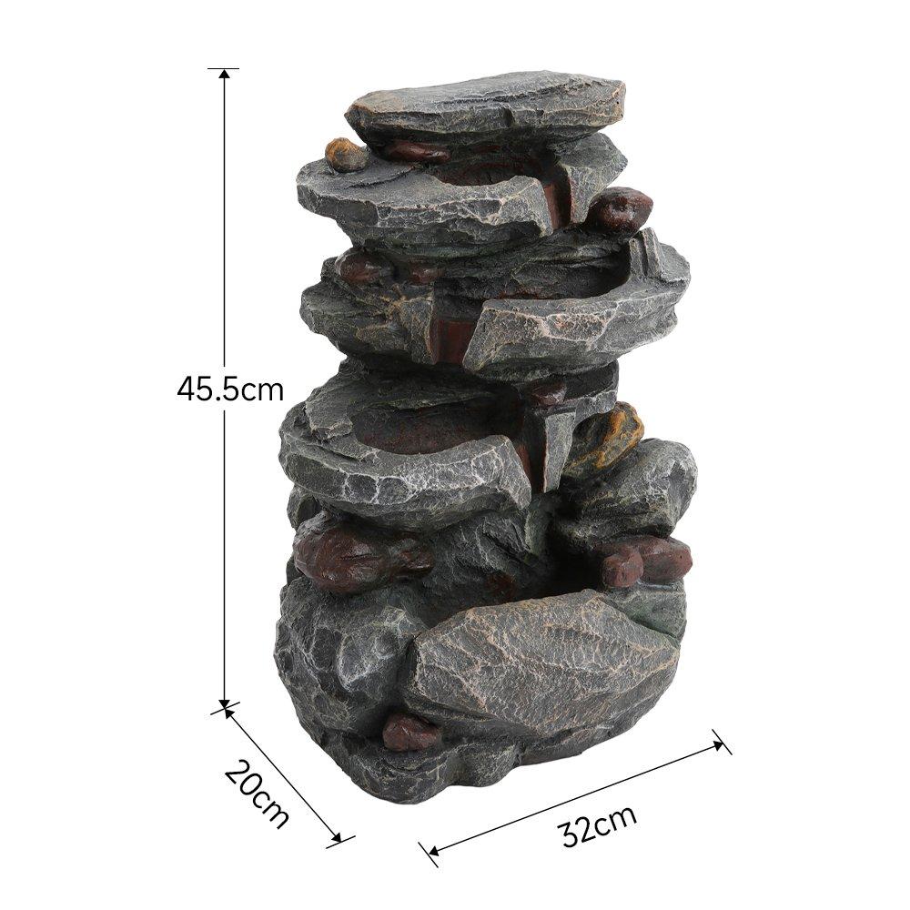 Grey - Breeins - Outdoor Solar-Powered Water Fountain Rockery Decor - 7