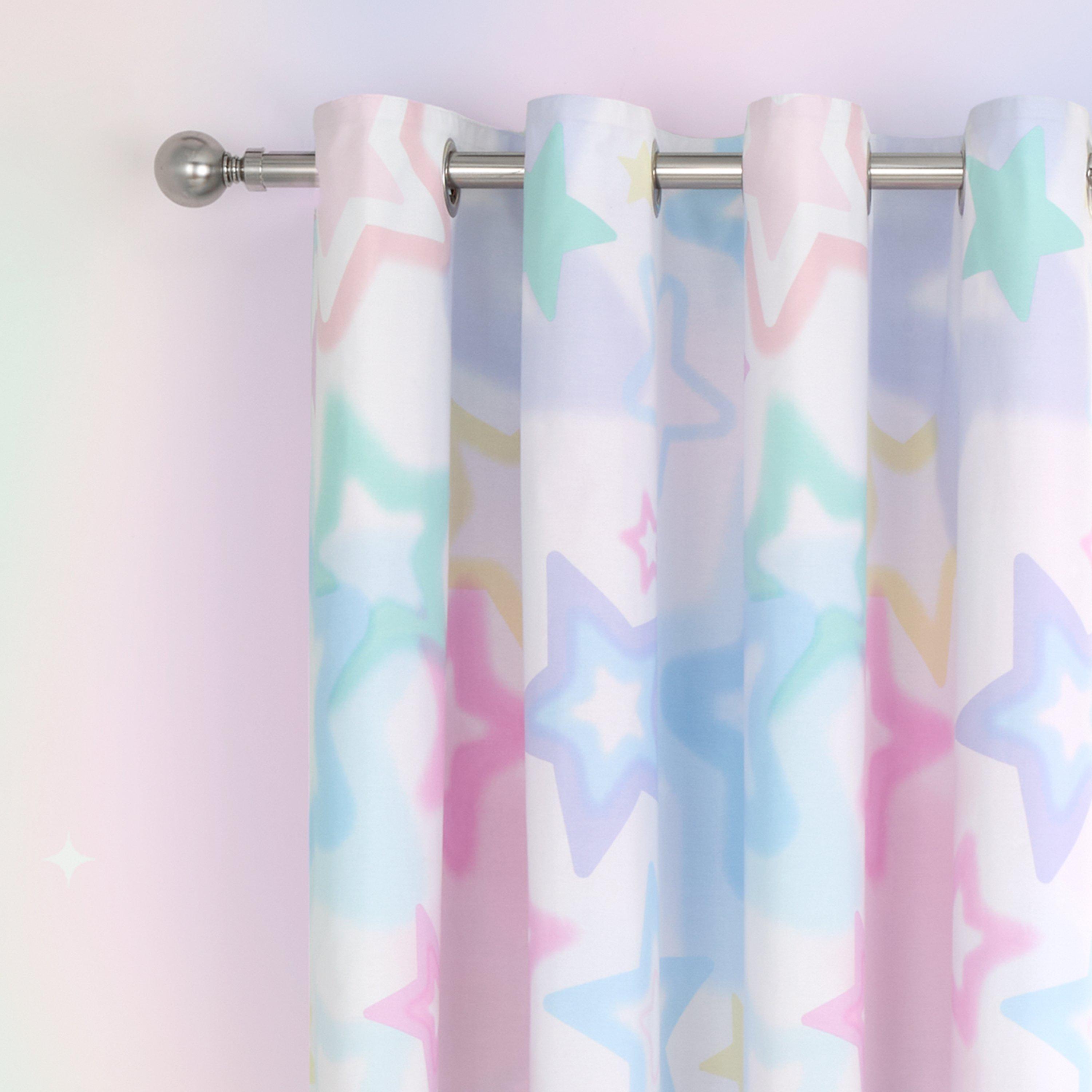 White - Catherine Lansfield - Ombre Stars Fully Reversible Eyelet Curtains - 1