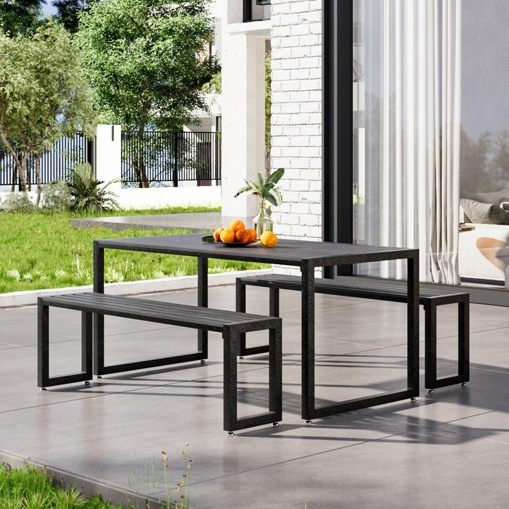 Breeins Wooden and Metallic Table set with parasol hole