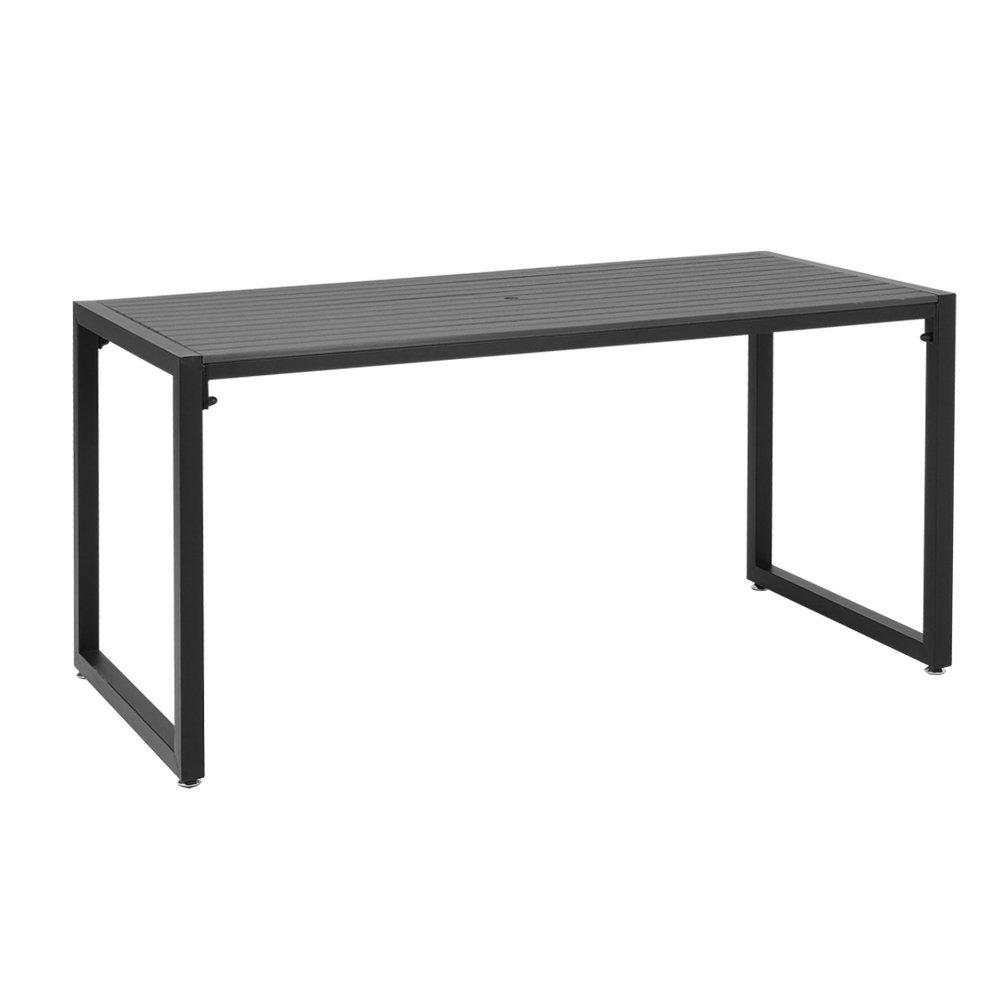 Grey - Breeins - Wooden and Metallic Table set with parasol hole - 3