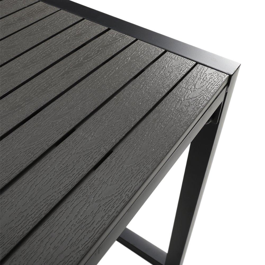 Grey - Breeins - Wooden and Metallic Table set with parasol hole - 8