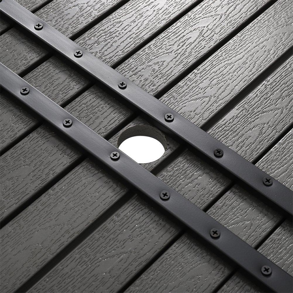 Grey - Breeins - Wooden and Metallic Table set with parasol hole - 10