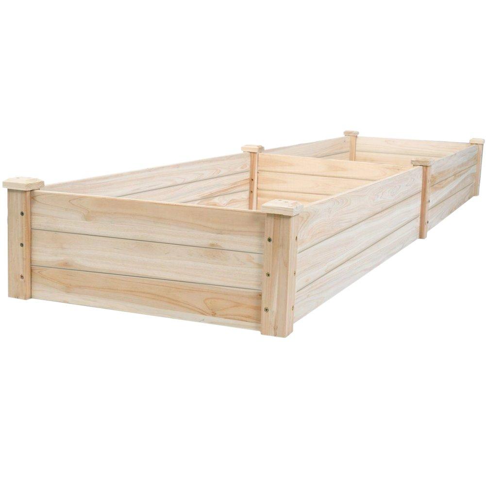 Brown - Breeins - Solid Wood Raised Garden Bed with 2 Compartments - 4